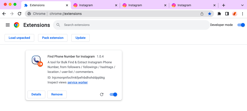 IGPhoneExport chrome extension install done
