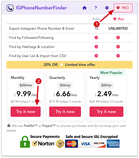 IGPhoneExport chrome extension subscribe pro